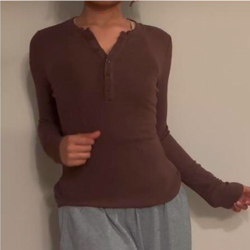 simple brown long sleeve shirt